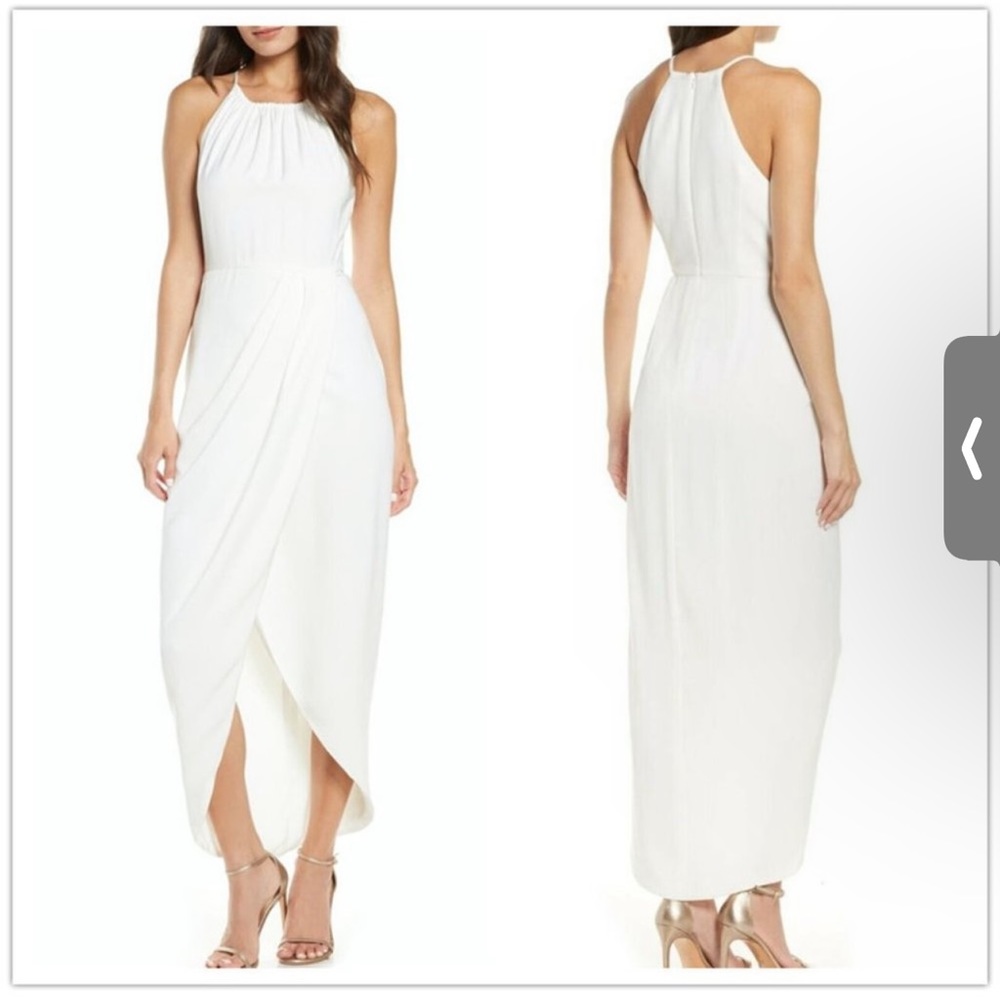 Shona Joy Draped Halter Tulip Gown